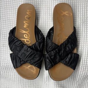 Sam Edelman Black Leather Crisscross Sandals - Size 6